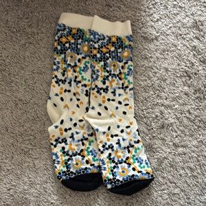 Patterned Cream and Blue Socks